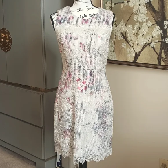 slim fit dress slacks Floral Lace Midi Dress – Elie Tahari main image 1